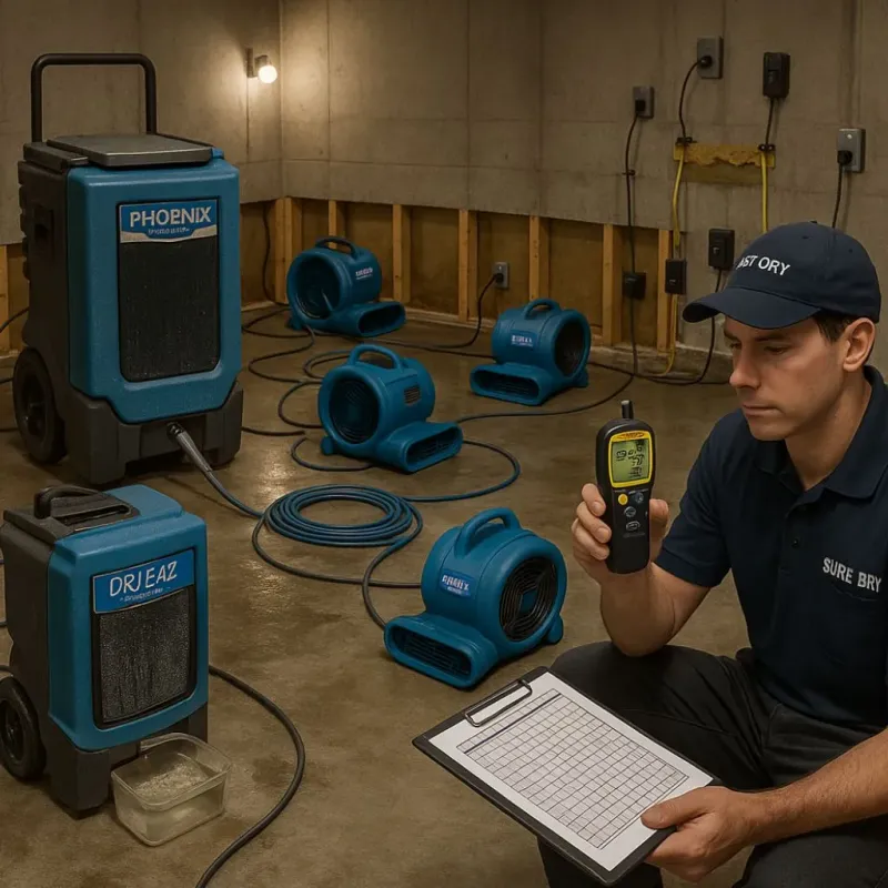 Structural Drying and Dehumidification process in Jackson, MO